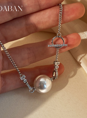 大溪地黑单珠项链古巴链小众轻奢设计男女款2025新款叠戴毛衣颈链