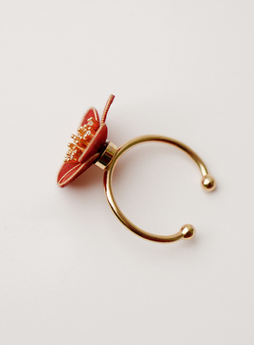 非遗绒花戒指百搭款指环