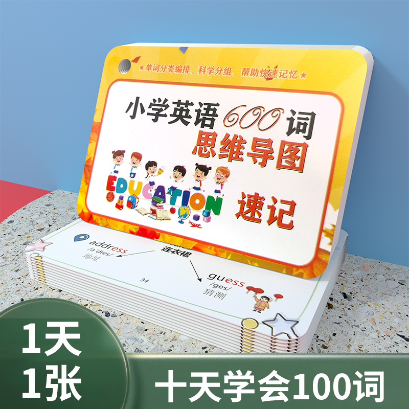 小学英语词汇思维导图英语词根词缀快速记忆600单词卡片闪手卡 - 图1