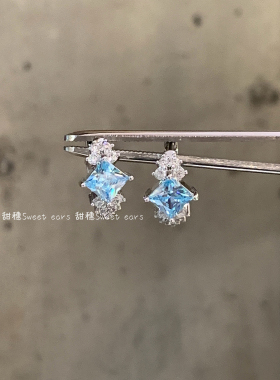 爆闪彩色方块直针钛钢耳扣