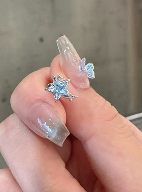 蓝色海洋星星耳骨钛钢养耳洞