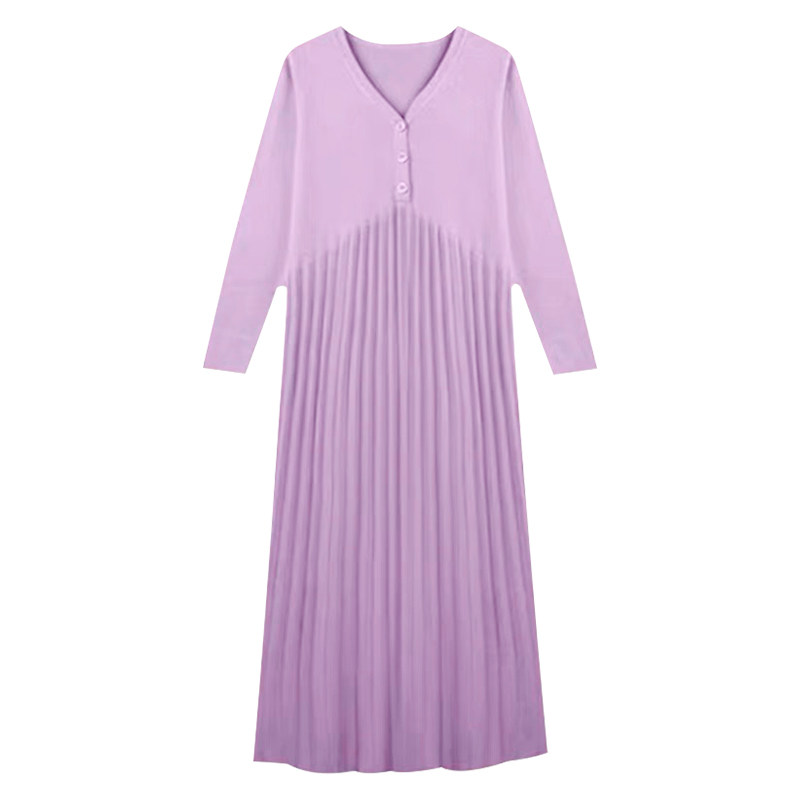 孕妇连衣裙2026新款秋冬紫色V领时尚宽松显瘦遮肚针织百褶毛衣裙,淘宝优惠券,粉丝福利购,淘宝优惠卷