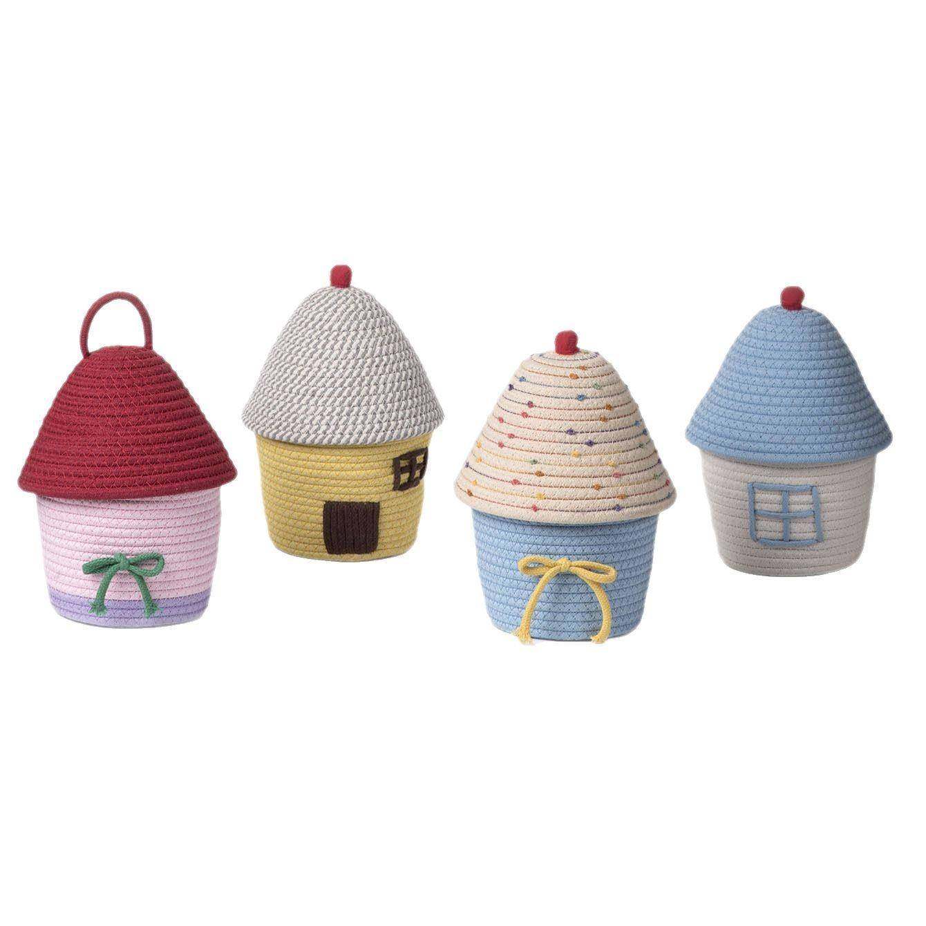 棉线编织创意客厅卧室装饰篮带盖小房子收纳盒ins风儿童房装饰篮,淘宝优惠券,粉丝福利购,淘宝优惠卷