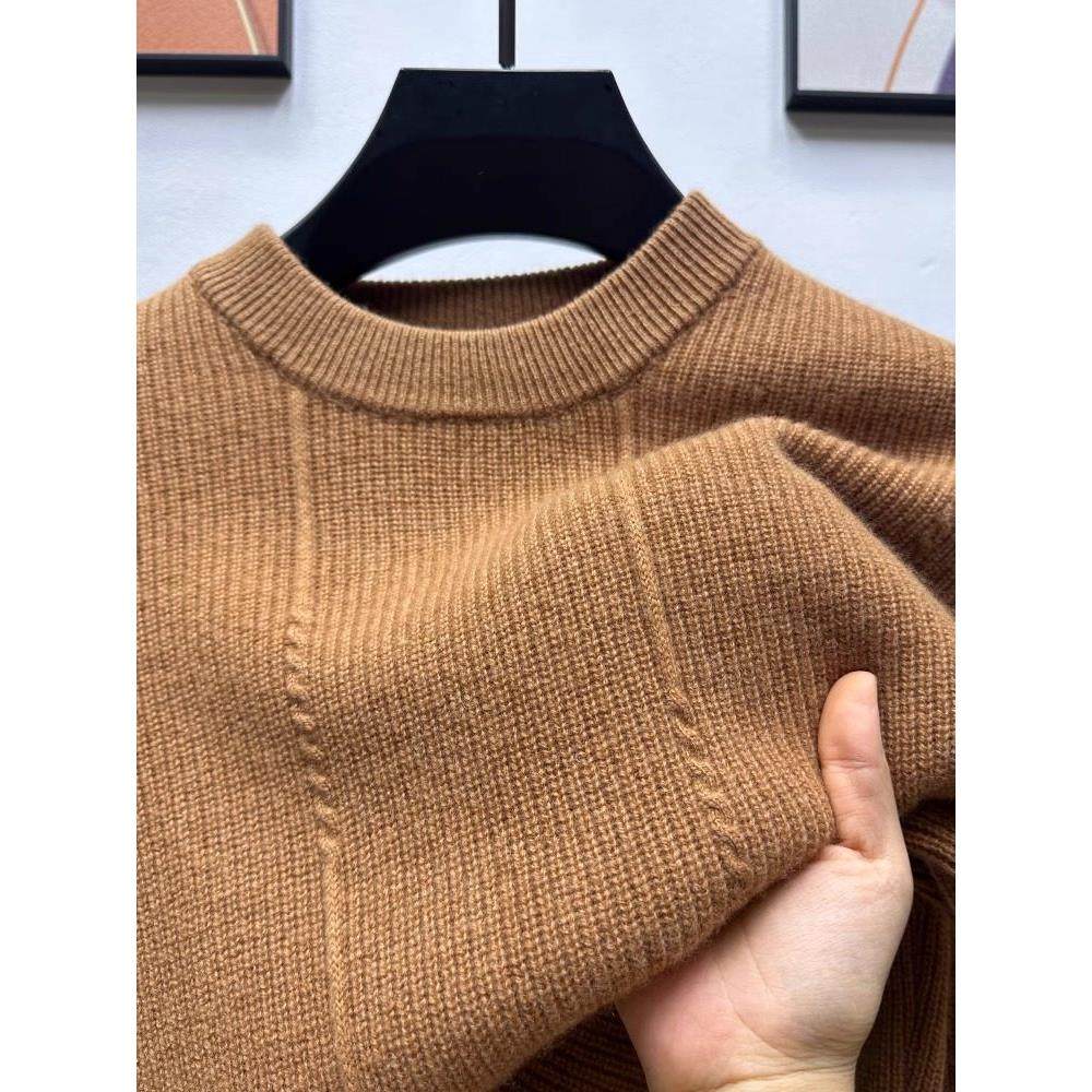 BOZZ BURY~精选 100羊毛！纯羊毛衫男冬季保暖纯色提花圆领针织衫,淘宝优惠券,粉丝福利购,淘宝优惠卷