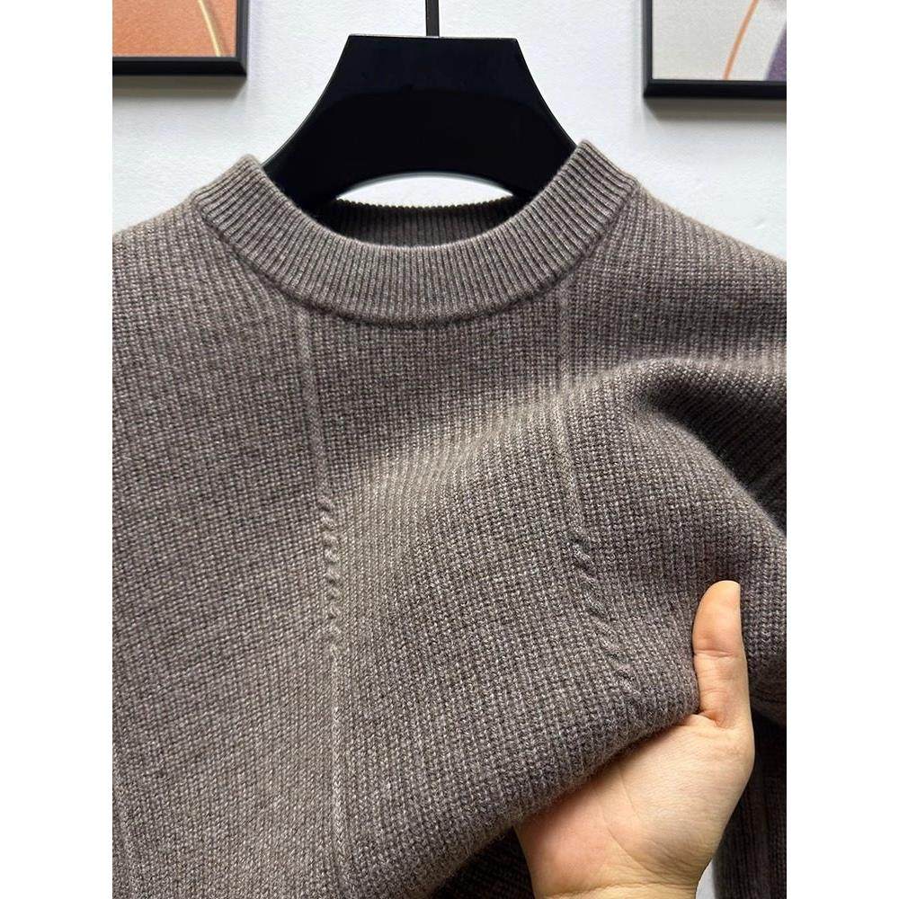 BOZZ BURY~精选 100羊毛！纯羊毛衫男冬季保暖纯色提花圆领针织衫,淘宝优惠券,粉丝福利购,淘宝优惠卷