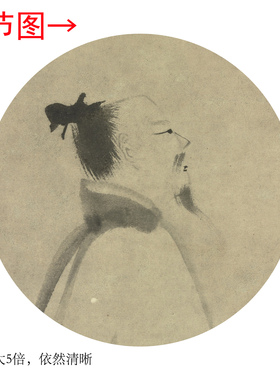 宋梁楷《李白行吟图》客厅书房茶室竖版装饰挂画人物高清卷轴字画