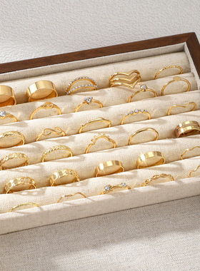 2025欧美风尚爱心几何叠戴不规则戒指套装多关节时尚潮流新品热销