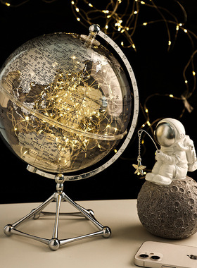 贝汉美创意透明地球仪摆件轻奢家居客厅电视柜酒柜桌面装饰品