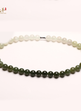 和田玉晴水高冰渐变套装项链手链