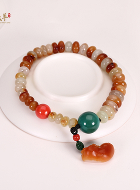 新疆和田玉籽料算盘珠手串玉手链