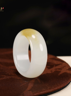 新疆和田玉且末糖白玉戒指玉指环
