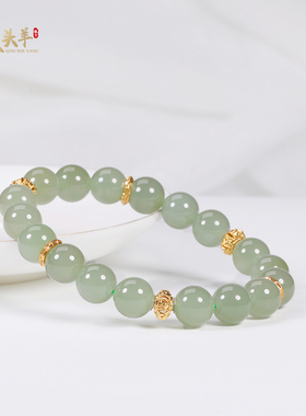 和田玉晴水玉手串女圆珠10mm手链