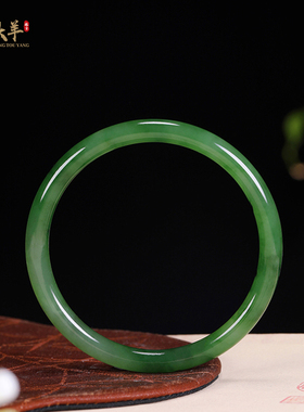 正品新疆和田玉老坑碧玉少女手镯