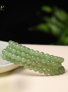 新疆和田玉深晴水玉108颗项链女