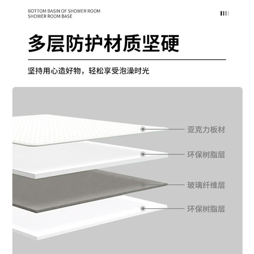 加厚加大淋浴房底座底盆防水亚克力弧扇形长方形防滑干湿分离底盘 - 图1