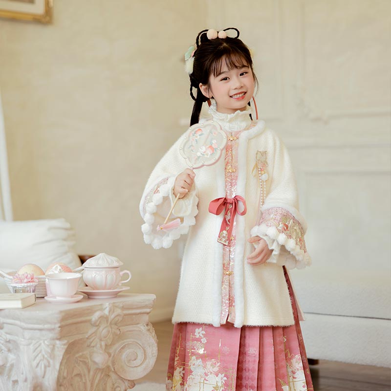 十三余童装[花墙映雪]国风保暖汉服女童2024爆款春秋长短套装系列