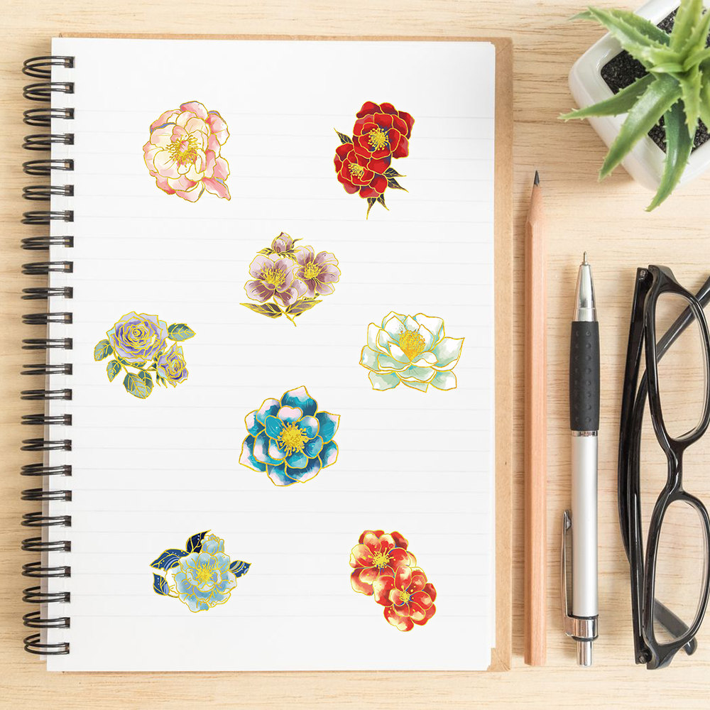 100张繁花贴纸烫金卡通趣味艺术学生儿童装饰手账桌面手机笔记本,淘宝优惠券,粉丝福利购,淘宝优惠卷