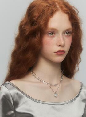 白昼系列锆石爱心吊坠水晶链叠搭双层气质少女项链