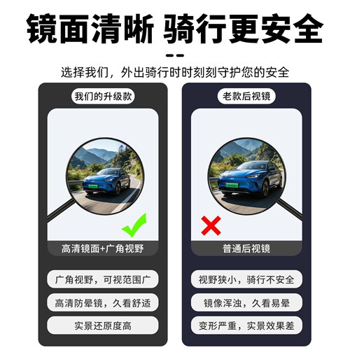 电动车后视镜通用凸面镜高清反光镜适用雅迪爱玛台铃电瓶车倒车镜 - 图2