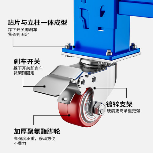 仓储货架家用可移动货架带轮置物架展示架仓库储物架商用带万向轮 - 图1