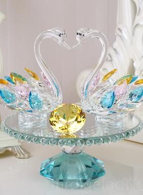 新款创意晶天鹅结婚水件物送闺蜜生日新婚客厅酒柜摆家居装饰工礼