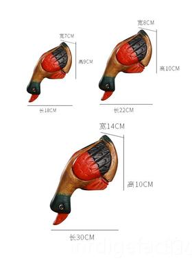 新款泰创意木质水鸭喝子摆件家居客厅办国公室桌面装饰木工雕艺品