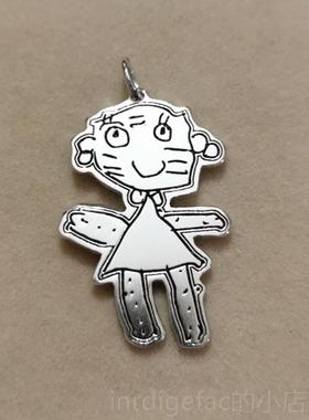 新款D涂IY定做92创5银儿童鸦手绘图案女刻字自画男情侣来图订制意