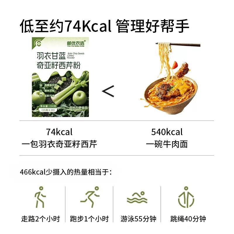 邮优农选羽衣甘蓝奇亚籽西芹粉高膳食纤维独立包装身管理官方正品