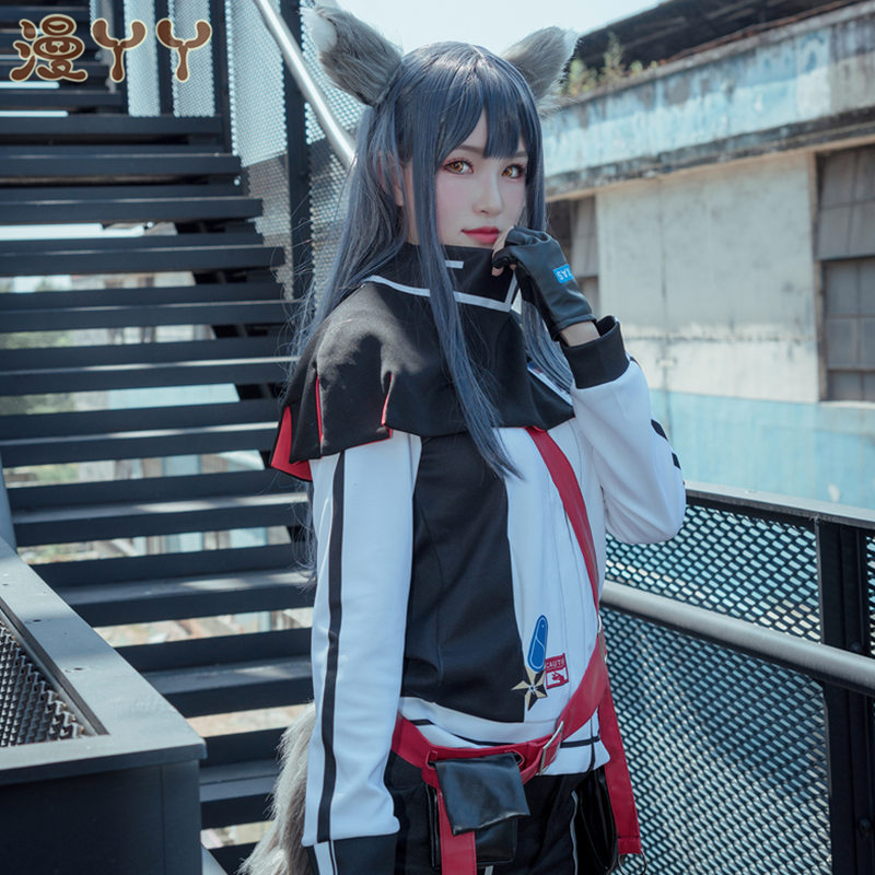 现货明日方舟cos德克萨斯拉普兰德cosplay服女假发耳朵尾巴道具-图0