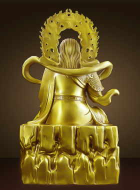 纯黄铜玄天上帝神像摆件