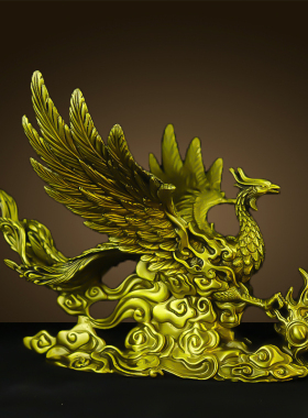 纯铜凤凰摆件四灵之朱雀黄铜