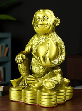 纯黄铜猴摆件招财祝寿生日礼物