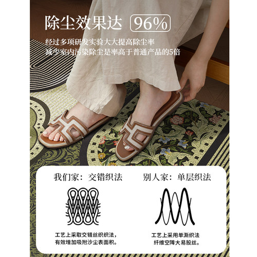 入户门地垫室外门口进门地毯复古家用防滑丝圈脚垫中古风入户门垫 - 图0