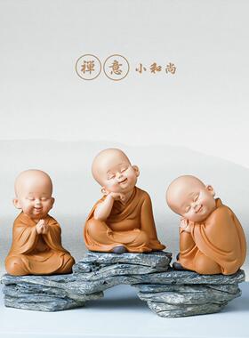 中国创意饰品桌面客厅酒柜家居装饰禅宗小和尚饰品树脂工艺品