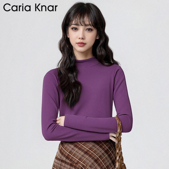 CariaKnar new negative ion silky heating thermal underwear women's autumn and winter plus velvet thickened German velvet bottoming shirt