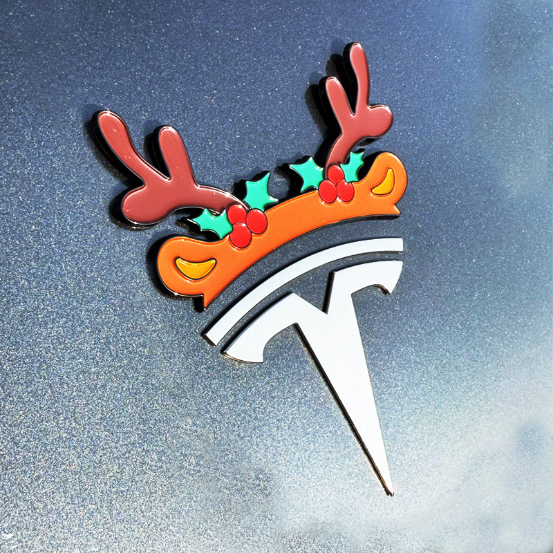 特斯拉小红帽圣诞树帽汽车车贴3D立体装饰搞笑节日车标图贴,淘宝优惠券,粉丝福利购,淘宝优惠卷