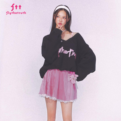 FTT FlyTheTruth『微甜朗姆酒』INS复古植绒蕾丝半身裙女夏季短裙 - 图2