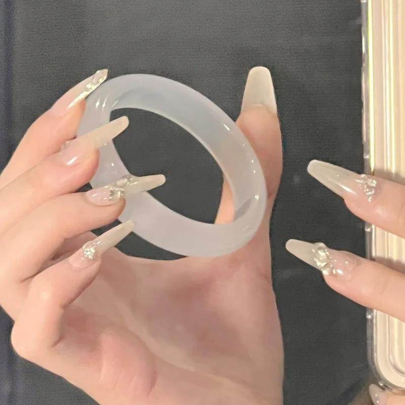 天然白月光玉髓手镯女款冰透百分百原色玛瑙玉镯送女友礼物送闺蜜