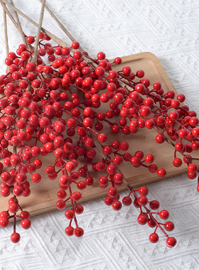 2025新款仿真冬青红果装饰新年家居插花艺术假花装饰品绿植摆件