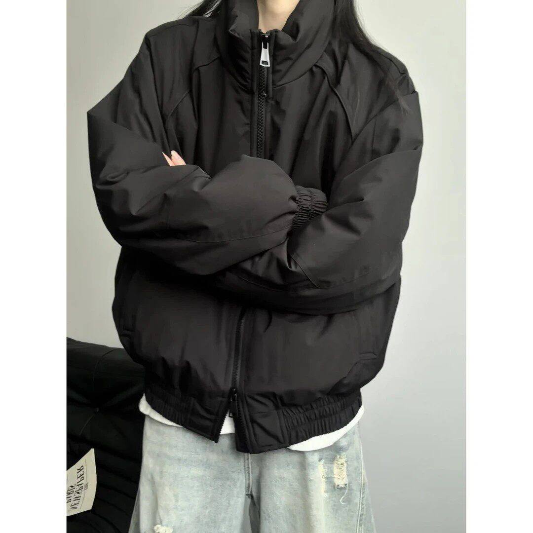 白灰色三防立领夹克棉服男冬季加厚高级感夹棉棒球服美式短款外套,淘宝优惠券,粉丝福利购,淘宝优惠卷