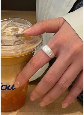 S925纯银磨砂拉丝素圈开口戒指