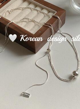 925纯银双层圆珠长款项链可抽拉