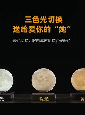 北斗磁悬浮月球灯地球仪家居摆件小夜灯礼物自转装饰创意家居