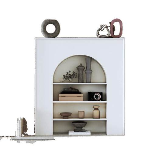 北欧白色展示玄关柜美式置物架简约法式客厅仿真壁炉直播间装饰柜 - 图3