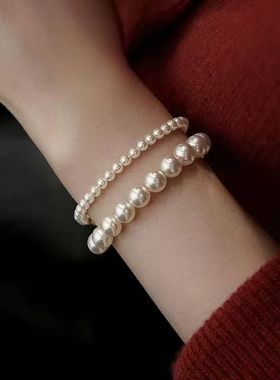 珍珠手链女轻法式极细小珍珠