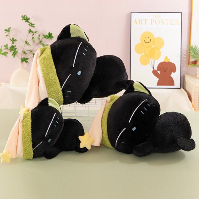 罗小黑睡觉款公仔可爱动漫毛绒玩偶二次元周边猫咪抱枕靠枕头礼物,淘宝优惠券,粉丝福利购,淘宝优惠卷