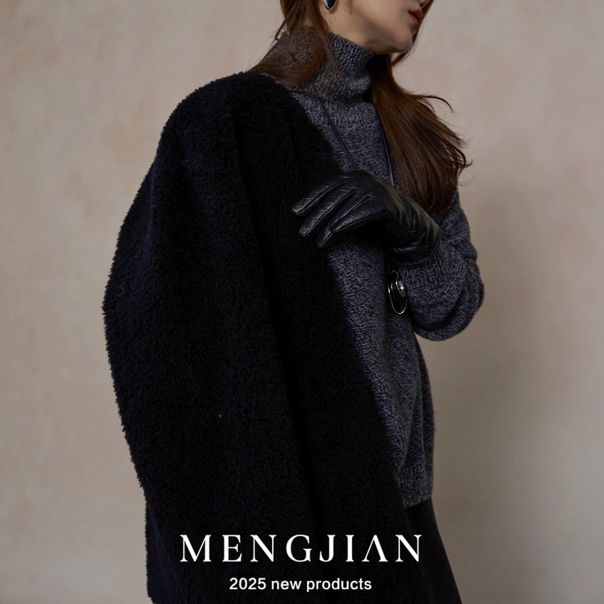 MENGJIAN100羊毛麂皮绒夹克外套女2025冬季新款皮毛一体轻奢大衣,淘宝优惠券,粉丝福利购,淘宝优惠卷