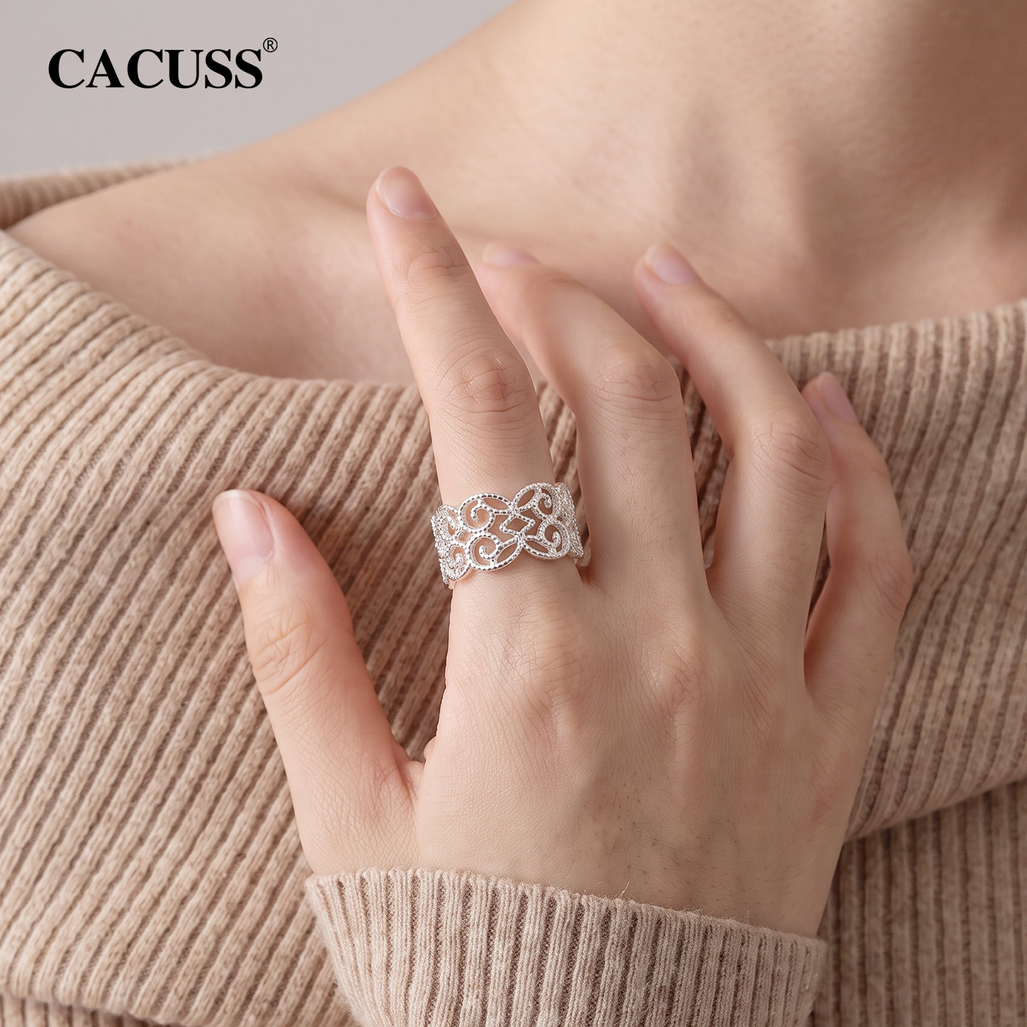 CACUSS Jewelry S925 Silver Open Ring High-end