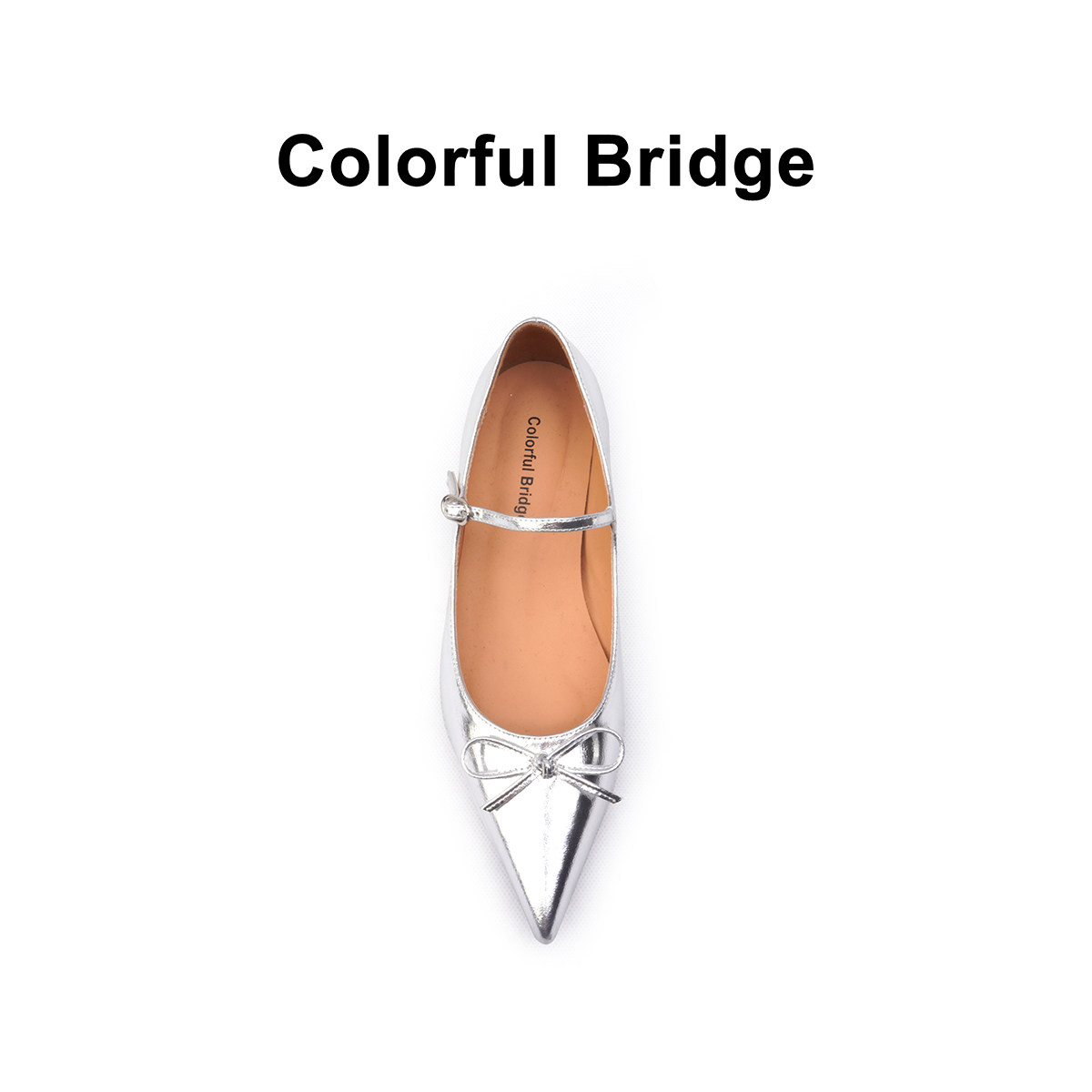 Colorful Bridge丨银色蝴蝶结女士平底芭蕾鞋 尖头甜美玛丽珍鞋,淘宝优惠券,粉丝福利购,淘宝优惠卷