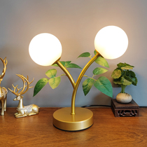 Creative Green Leaf Desk Lamp Bedroom Bedside Headlights Field Leaves Lamp Master Bedroom Headroom Desk Lamp Home Retro Decoration